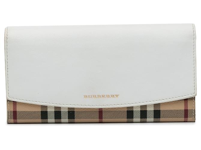 Burberry Brown Haymarket Check Long Wallet Pony-style calfskin Cloth  ref.1207115