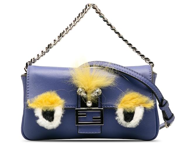 Fendi Purple Micro Monster Baguette Leather Pony-style calfskin  ref.1207140