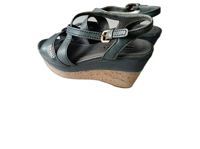 Prada Sandals Blue Leather  ref.1207156