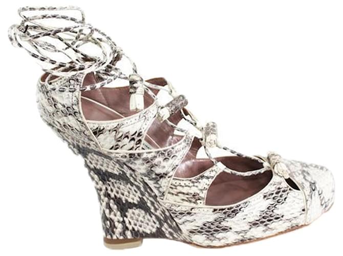 Tabitha Simmons Water Snake Skin Wedges Leather  ref.1207179