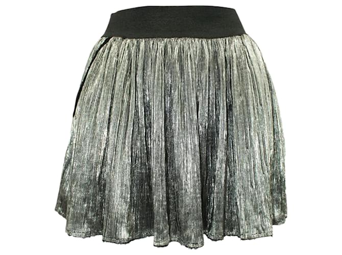 Zadig & Voltaire Metallic Silver Mini Skirt Silvery Polyester  ref.1207197