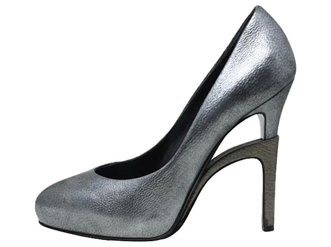 Autre Marque Silver Pump With Double Heel Effect Silvery Metallic  ref.1207198