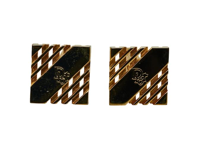 Dior Quadratische Manschettenknöpfe mit Logo Golden Metall  ref.1207240