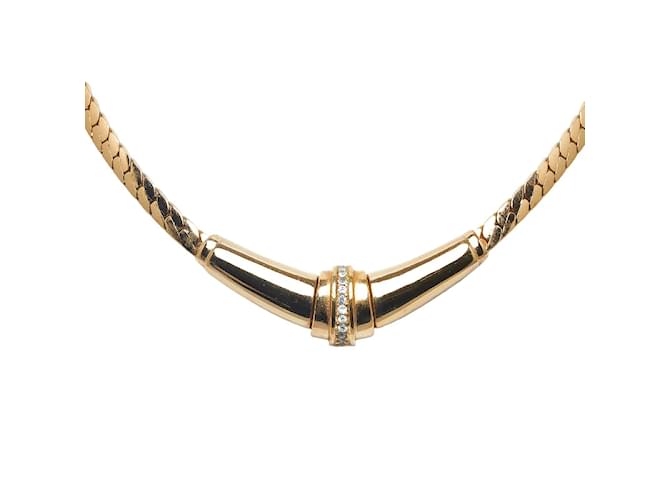 Dior Strass-Halskette Golden Metall  ref.1207241