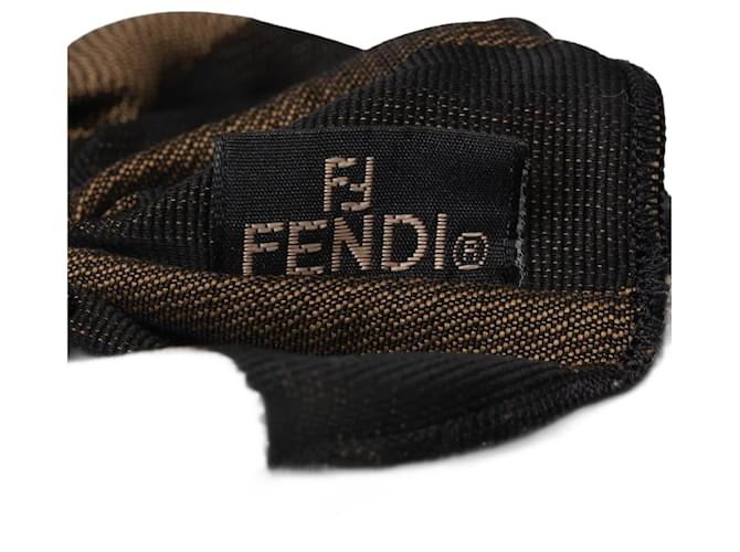 Fendi Pequin Striped Hair Scrunchie Brown Cloth  ref.1207245