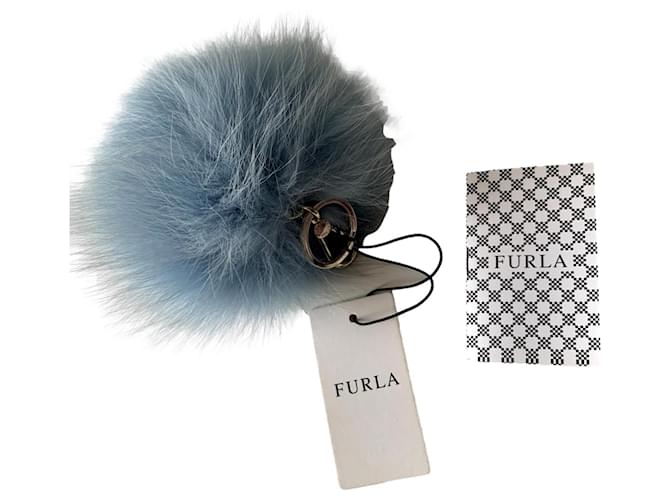 Furla Taschenanhänger Hellblau Pelz  ref.1207272