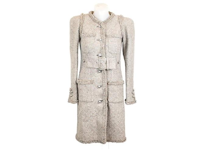 Chanel Coats, Outerwear Beige Tweed  ref.1207281