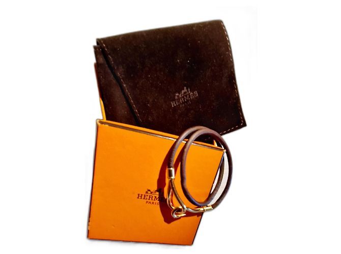 Pulseira Hermès Jumbo Forrada de Couro Castanho Castanha