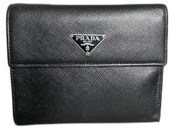 Prada Wallets Black Leather  ref.1207336