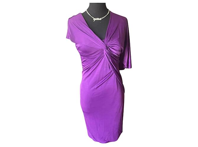 Emanuel Ungaro Beautiful and particular size purple UNGARO dress 42 Italian. Dark purple  ref.1207539