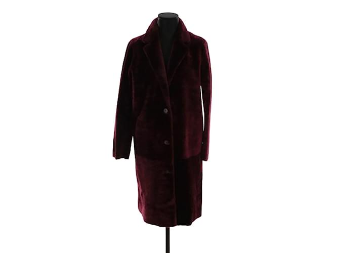Sandro Fur coat Dark red  ref.1207881