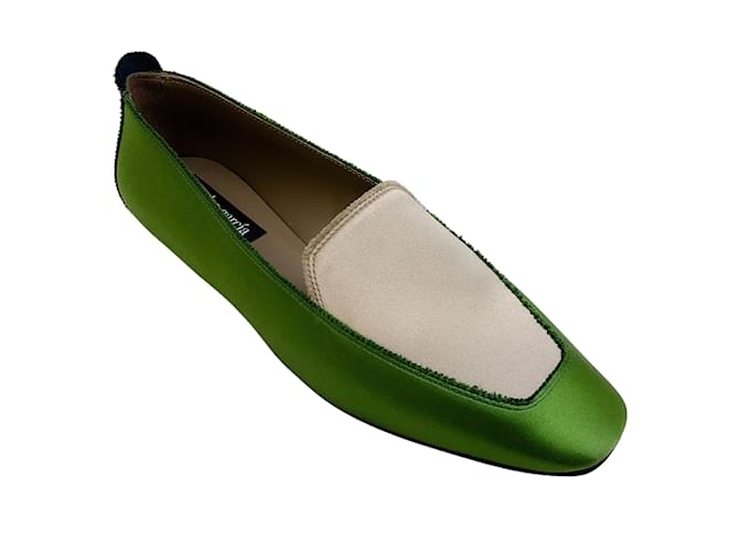 Autre Marque Pedro Garcia Bamboo Satin Tamer Loafers Verde Lienzo  ref.1207900