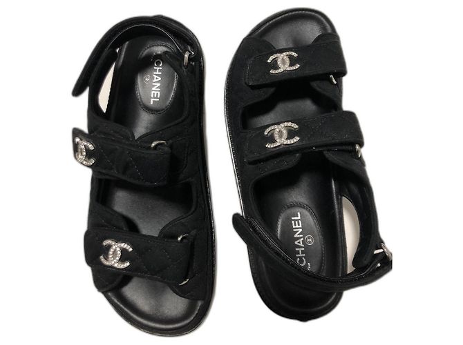 Chanel Sandales CC Crystal Dad Noir
