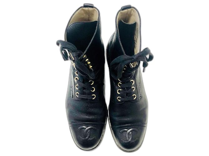 Chanel Vintage 1993 Combat Boots Rare! Black