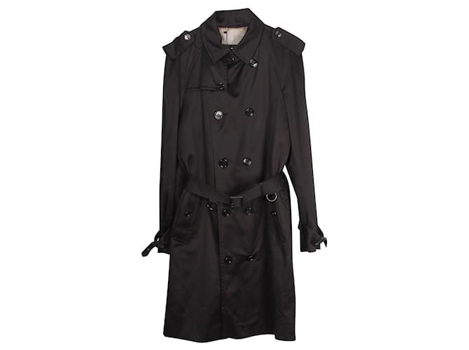 Burberry Double-Breasted Trench Coat in Black Cotton  ref.1208101