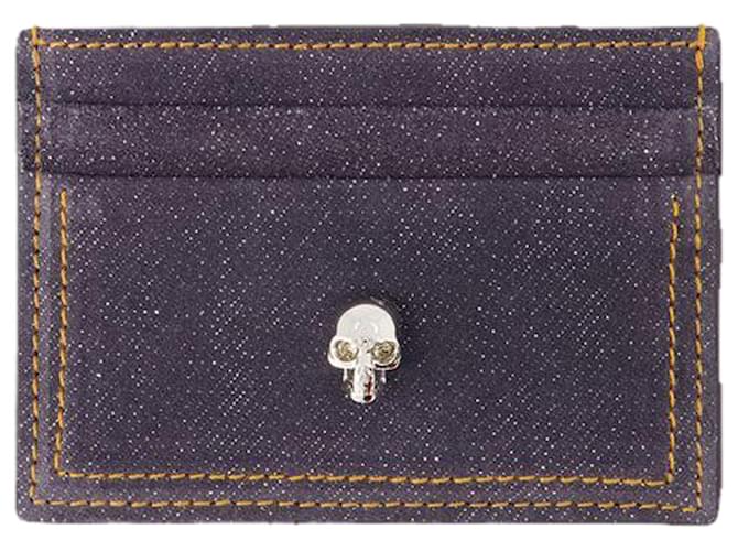 Skull Card Holder - Alexander Mcqueen - Leather - Denim Blue Pony-style calfskin  ref.1208137