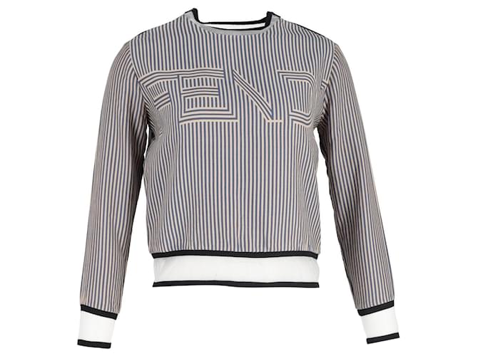 Fendi Logo Striped Sweater in Multicolor Cotton Multiple colors  ref.1208160