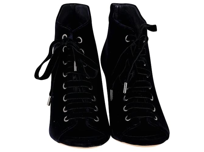 Jimmy Choo Mavy 85 Ankle Boots in Navy Blue Velvet  ref.1208166