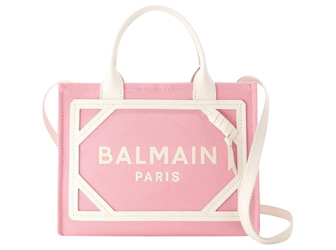 B-Army Small Shopper Bag - Balmain - Canvas - Pink Cloth  ref.1208167