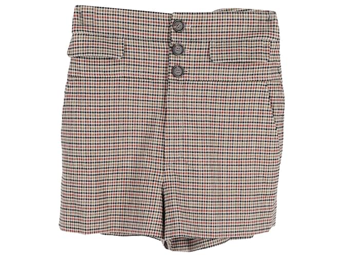 Chloé Chloe Houndstooth Tailored Shorts in Brown Cotton Beige  ref.1208170