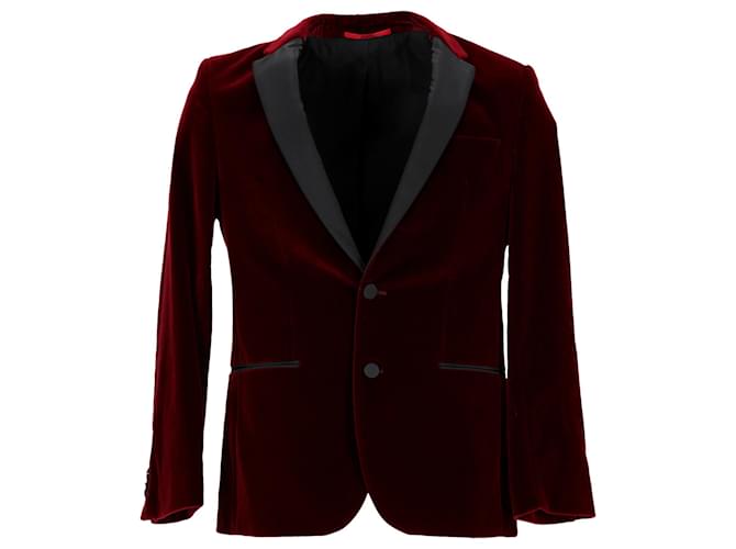 Hugo Boss Slim Fit Samtjacke aus burgunderroter Baumwolle Bordeaux  ref.1208184