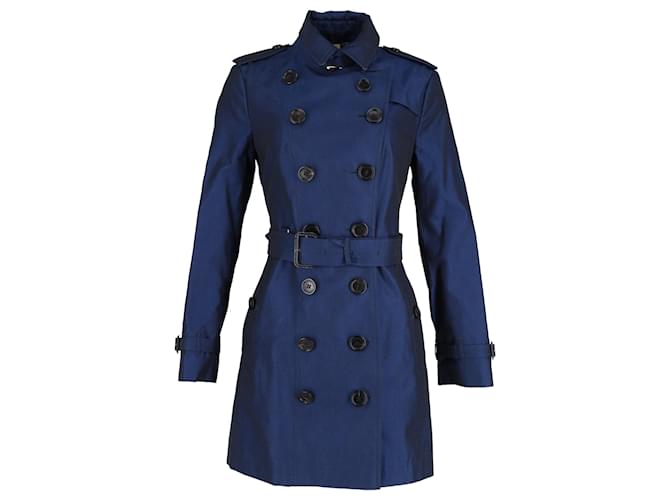 Burberry Sandringham Slim Trench Coat In Navy Blue Cotton  ref.1208211