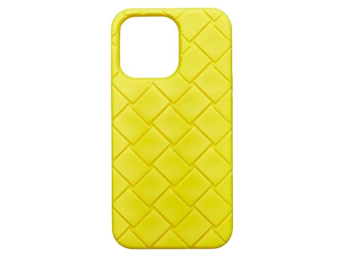 Bottega Veneta Funda de silicona Intrecciato para iPhone 13Pro Amarillo Plástico  ref.1208242