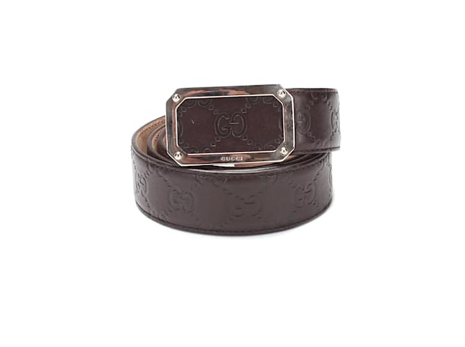 Gucci GG Signature Skinny Belt Brown Leather  ref.1208262