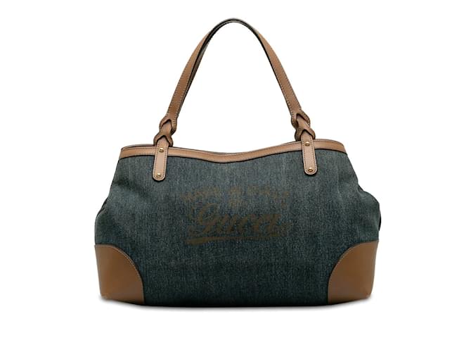 Gucci Denim-Leder Craft Tote Handtasche 348715 in sehr gutem Zustand Blau John  ref.1208277