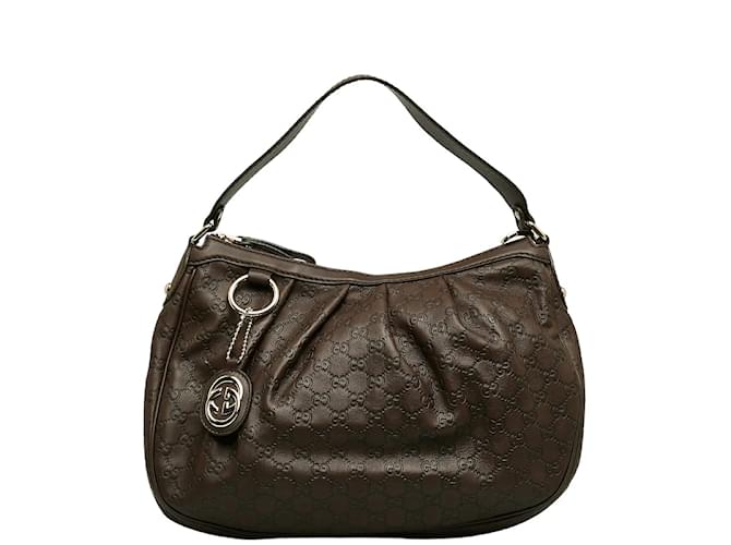 Gucci GG Signature Sukey Hobo Bag 232955 Brown Leather Pony-style calfskin  ref.1208279