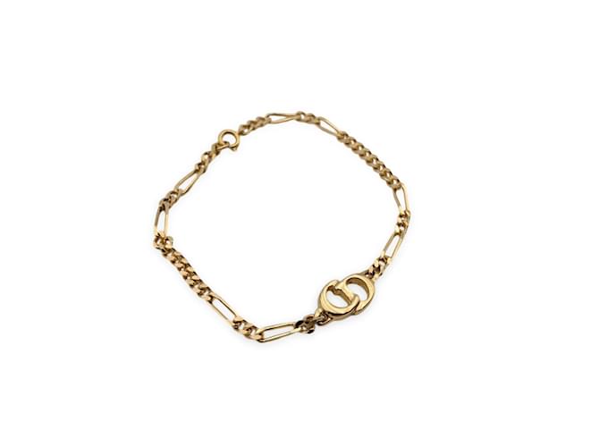 Christian Dior Bracelet chaîne avec logo CD en métal doré vintage  ref.1208308