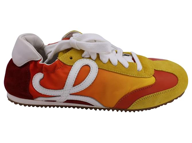 Loewe Ballet Runner Sneakers in Multicolor Nylon and Suede Orange  ref.1208314