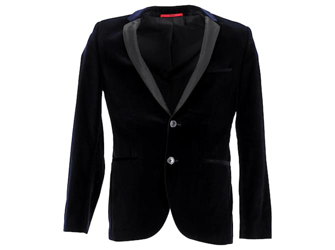 Hugo Boss Slim Fit Velvet Jacket in Navy Blue Cotton  ref.1208345