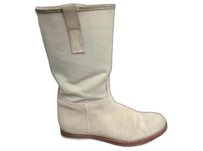 Church's mid-high canvas & leather boots 38,5 Cream Cloth  ref.1208411