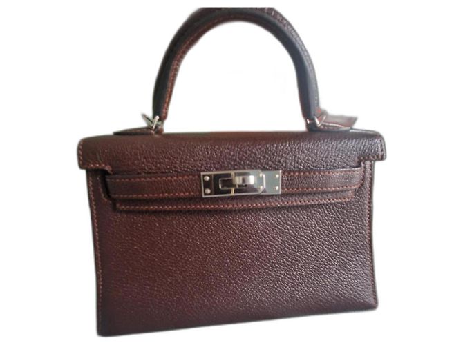 Bolsa de mão Hermès Kelly Mini II em couro marrom