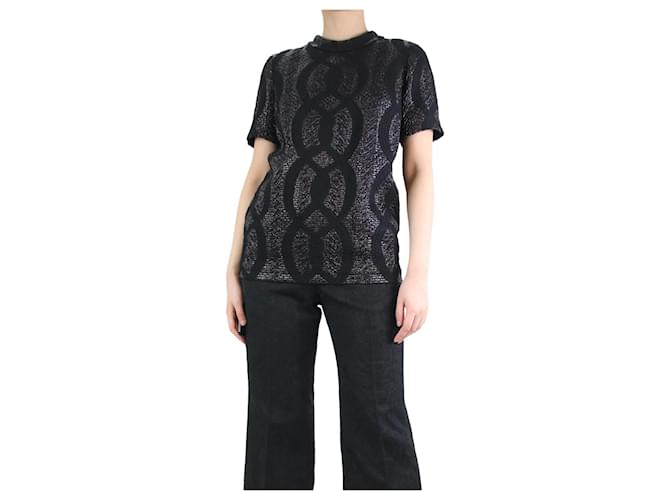 Lanvin Black textured lurex top - size UK 8 Wool  ref.1208543