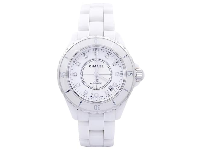 Chanel "J watch12" white ceramic, diamants. Steel Diamond  ref.1208587