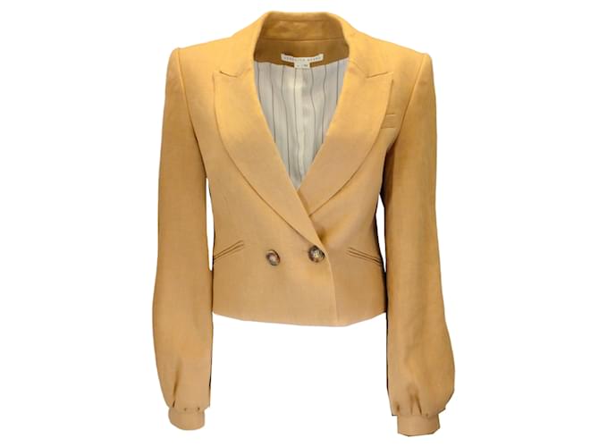 Autre Marque Veronica Beard Camel lined Breasted Linen Milani Jacket  ref.1208619
