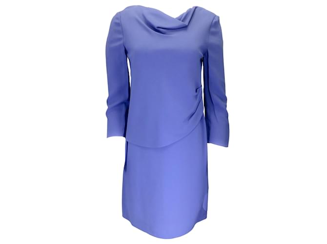 Autre Marque Emporio Armani Blue Long Sleeved Crepe Dress Viscose  ref.1208629