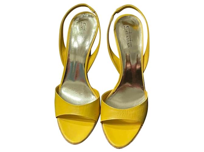 SEBASTIAN sandales en cuir jaune n. 37.5,  ref.1208659