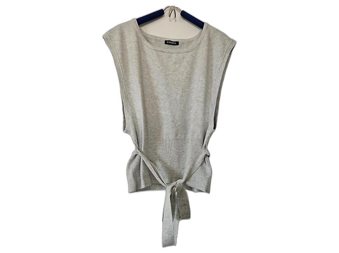 Top sin mangas gris de viscosa CAROLL