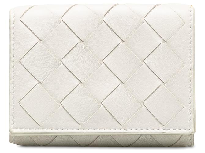 Bottega Veneta White Intrecciato Small Wallet Leather Pony-style calfskin  ref.1208782