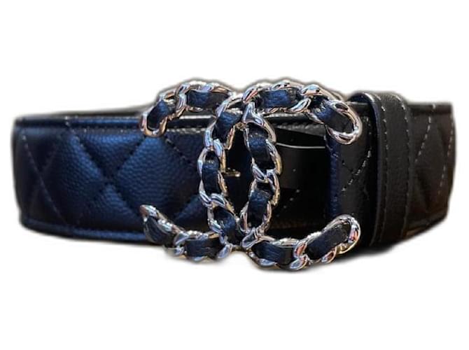 Chanel Belts Black Silver hardware Leather  ref.1208856