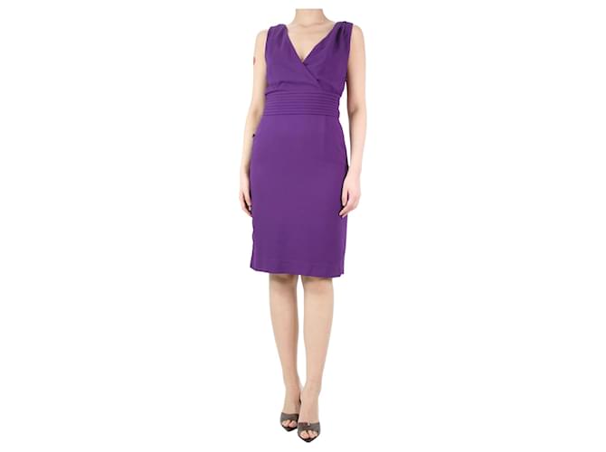 Christian Dior Purple V-neckline belted dress - size UK 10 Acetate  ref.1208867