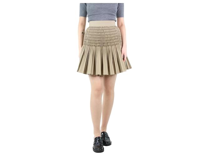Christian Dior Beige pleated mini skirt - size UK 8 Cotton  ref.1208869