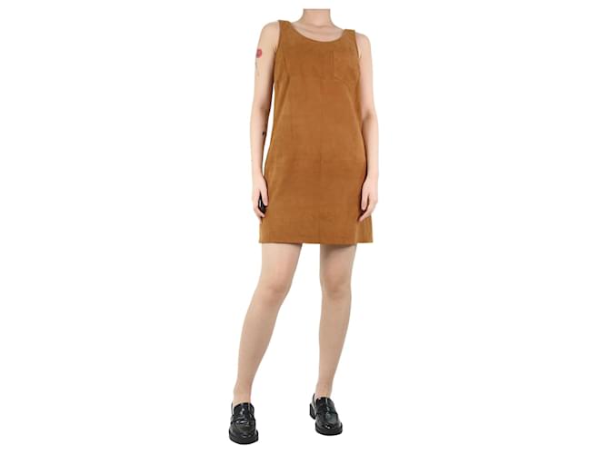 Autre Marque Rust brown sleeveless suede pocket dress - size UK 10 Leather  ref.1208870