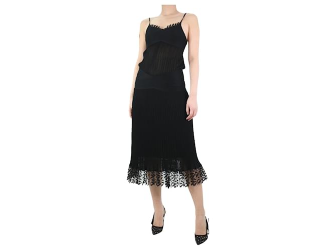 Chanel Black lace-trimmed dress - size UK 10 Viscose  ref.1208889