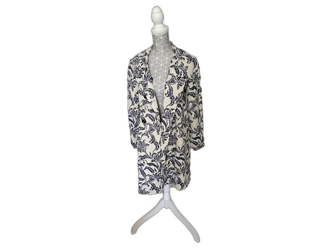 La Fée Maraboutée Manteaux, Vêtements d'extérieur Coton Polyester Acrylique Bleu Blanc cassé  ref.1208905