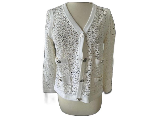 Chanel Strickjacke aus weißer Baumwolle