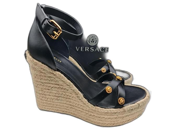 Versace sandales vesrace neuves Cuir Noir  ref.1208949